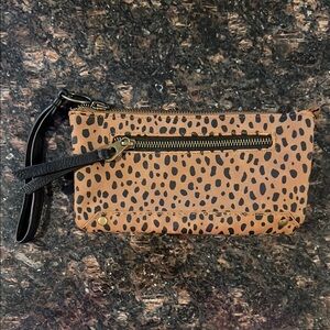 Leopard Print Wristlet Clutch